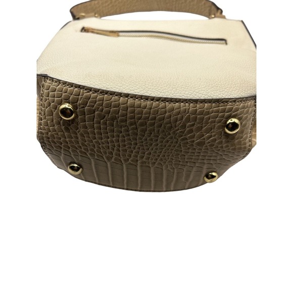 LADIES WHITE LEATHER LIKE SHOULDER-HANDBAG WITH Faux Alligator Side Est 1946 - Picture 3 of 8